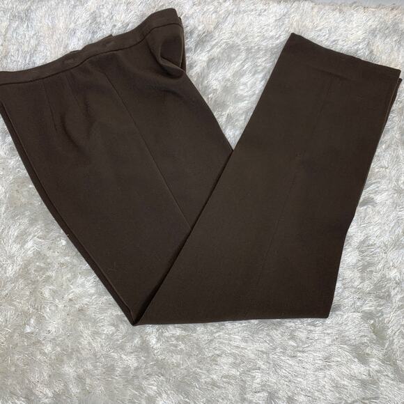 Dark Brown Trousers Flat Front Sz 4 - Picture 1 of 8